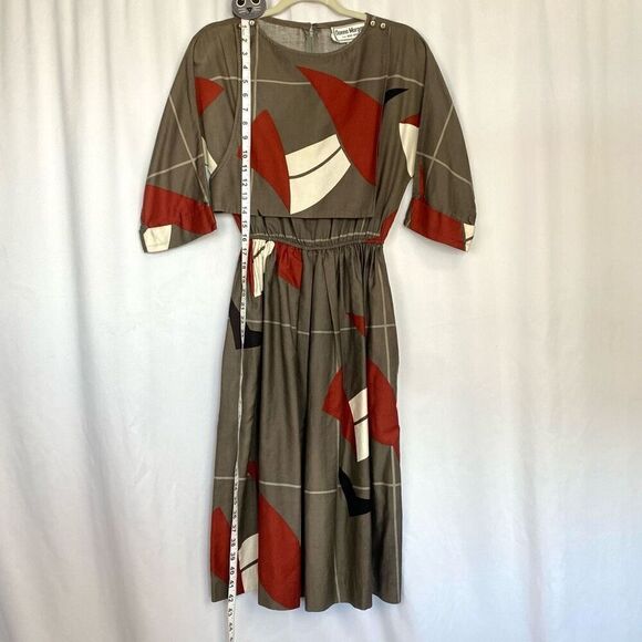 Retro 80s Vintage Midi Dress Donna Morgan Geometric Print Women’s S-M Rare - Picture 12 of 15
